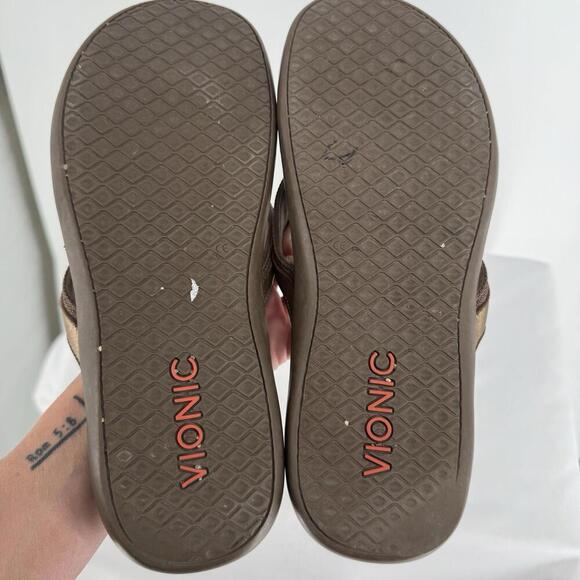 Vionic sandals 10 brown comfort thong flip flop beach minimalist slip on - Picture 4 of 6